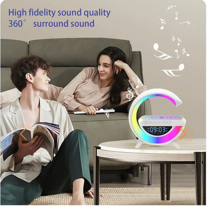 G Bluetooth Speaker - Wireless Charger + LED Lamp + Alarm Clock